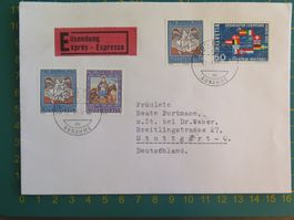 Briefumschlag Eilsendung Schweiz 1966 gebraucht