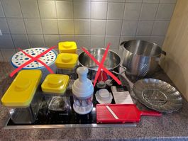 Diverses Küchenmaterial/-zubehör (Sieb, Hobel, Hacker etc.)