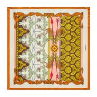 Marella Damen Seide Foulard Oxford orange braun 88x88 cm