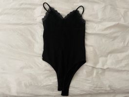 Body mit Spitze, schwarz, Grösse XS
