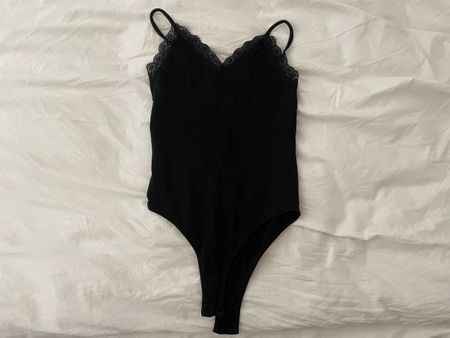Body mit Spitze, schwarz, Grösse XS