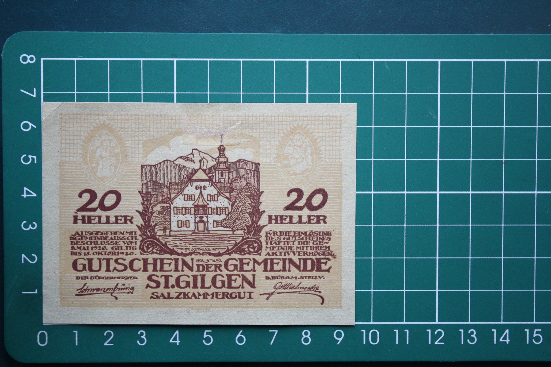 Banconote: currency voucher austria st.gilgen 20 heller 1920 – Usato da Laupen BE venduto da Gufi57