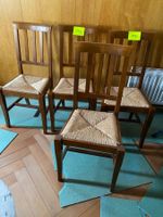 4 Holzstühle Nussbaum - NEU / Geflecht Sitz / Esszimmer Stüh