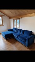 Rechtsseitiges Ecksofa aus Samtstoff Marineblau