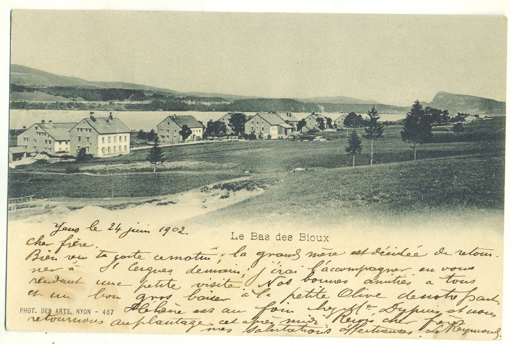 Cartoline postali: Le Bas des Bioux. Vallée de Joux -Vaud.1902 – Usato da Versoix venduto da HELVETICA_1