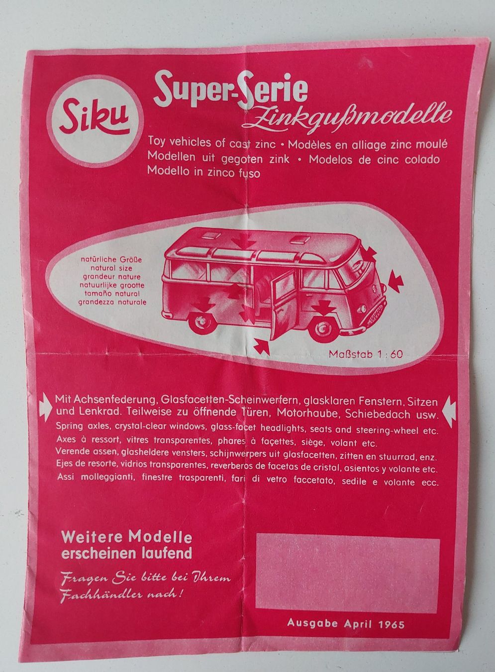 Siku Modellini d'auto: Siku Auto Katalog Prospekt 1965 – Usato da Schenkon venduto da TG10 1