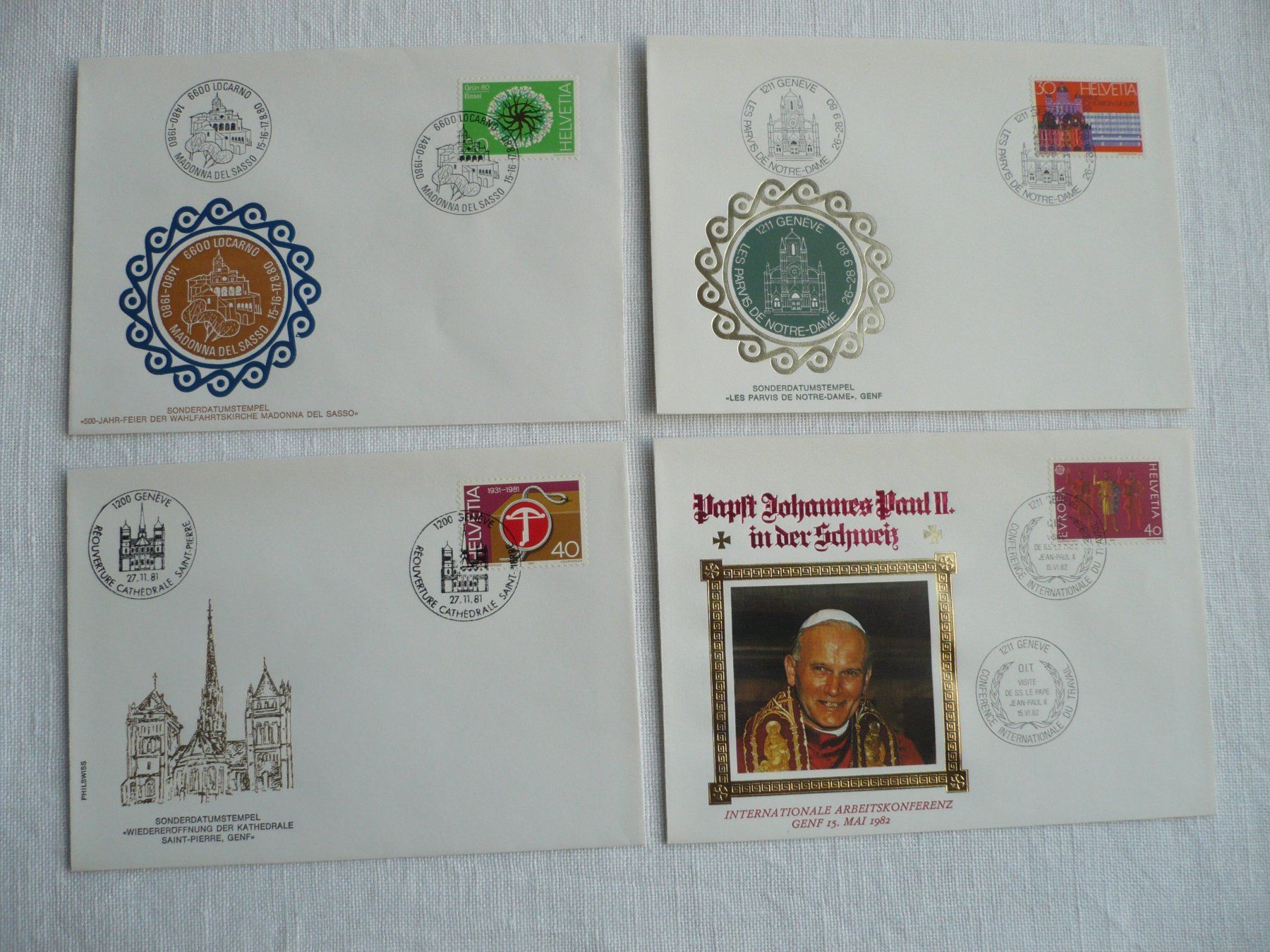 Alle Briefmarken: 1980 - 82 4 kirchliche Belege – Gebraucht aus Zürich von saltandpepper008