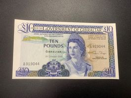Banknote Gibraltar, 1986, 10 Pounds, P 22 b, unzirkuliert