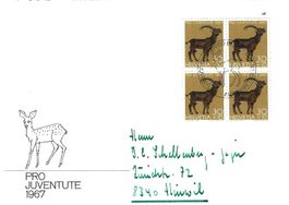 FDC Pro Juventute  Viererblock 1967