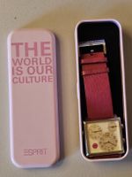 Esprit Armbanduhr quadratisch pink mit Dose gebraucht