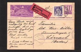 Bildpostkarte Interlaken mit Zusatzfrankatur Nr.162 ,12.7.37