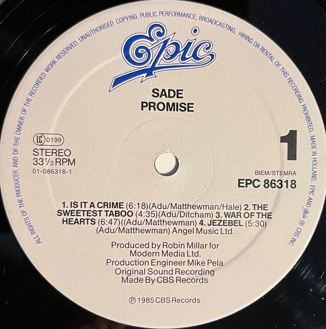 Dischi in vinile: SADE - PROMISE – Usato da Bussigny venduto da vinyl-pas-cher 3