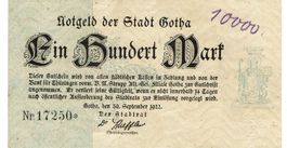 Gotha 100 Mark 20.09.1922 VZ-VZ+
