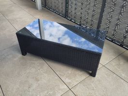 Lounge-Tisch aus Rattan, schwarz