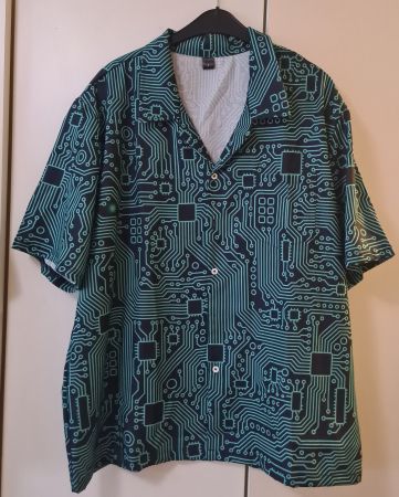 Cooles "Computer Circuit Board" Kurzarm Hemd - Gr. L