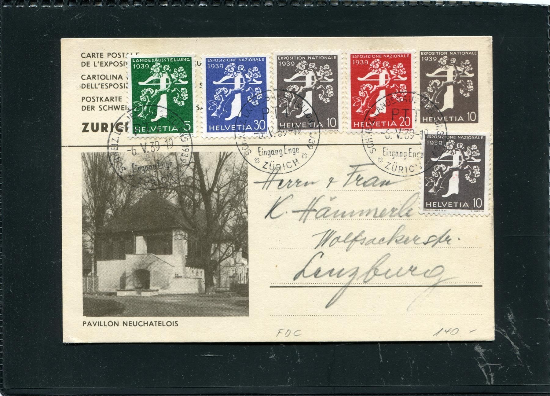 Tutti i francobolli: 1939 Landi Armbrust GS Postkarte FDC – Usato da Winterthur venduto da Kyoung