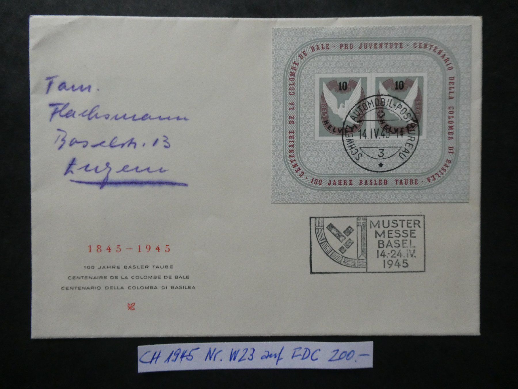 Tutti i francobolli: CH 1945 Nr. W23 auf FDC – Usato da Lausen venduto da Herbamare01