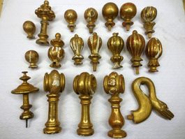 19 ornements bois doré anciens vergoldetem Holz Ornamenten