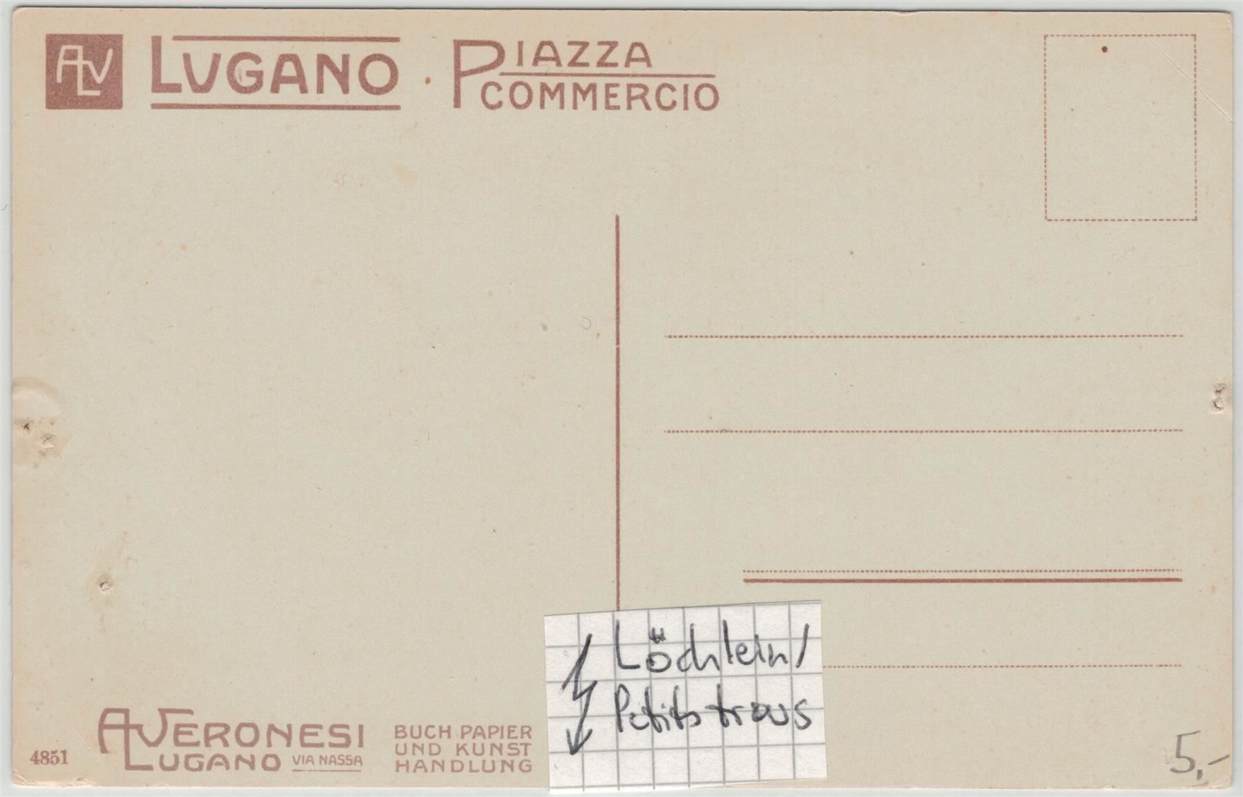 Cartoline postali: TI 58 LUGANO Piazza Commercio – Nuovo (secondo la descrizione) da Fribourg venduto da philafri 1