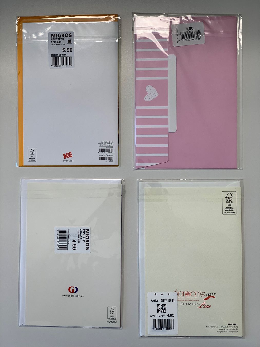 Cartoline: 4er-Set Geburtstagskarten / Grusskarten, neu – Nuovo e nell'imballaggio originale da Windisch venduto da rhu_wd8q 1