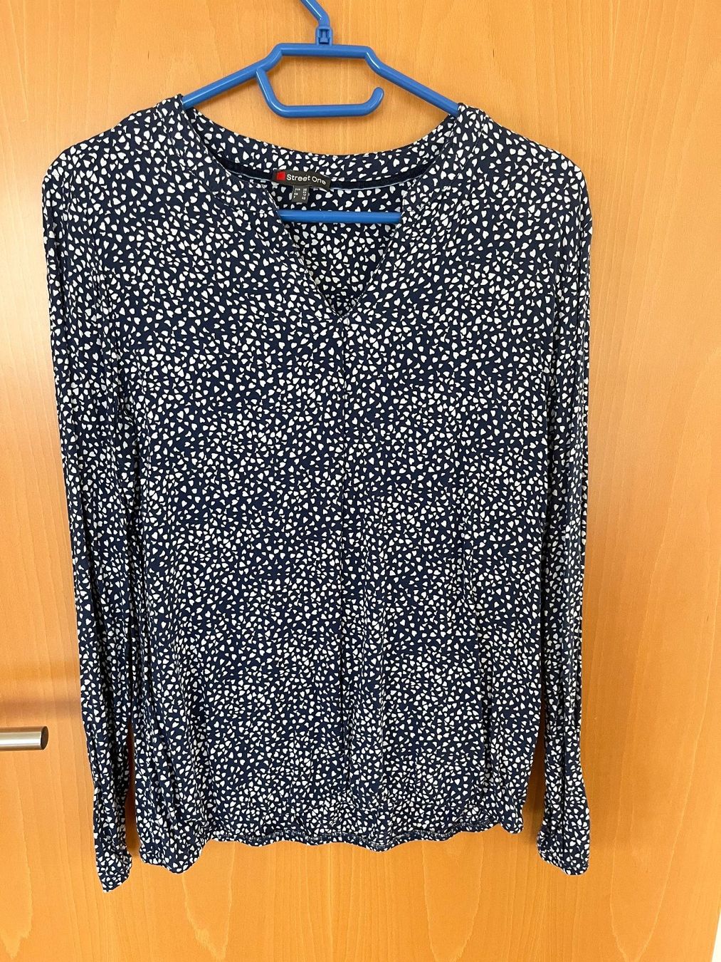 Blusen: Street One Bluse, Gr. 38, Dunkelblau/Weiss – Gebraucht aus Kreuzlingen von zwergli05