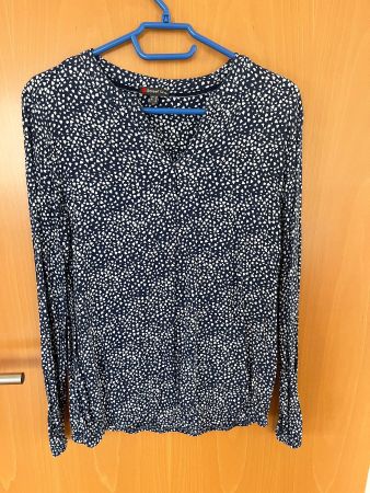 Street One Bluse, Gr. 38, Dunkelblau/Weiss