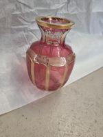 Vase Glas pink mit Golddekor 