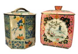 bonbonnière boîte 2x vintage England fer blanc Blechdosen