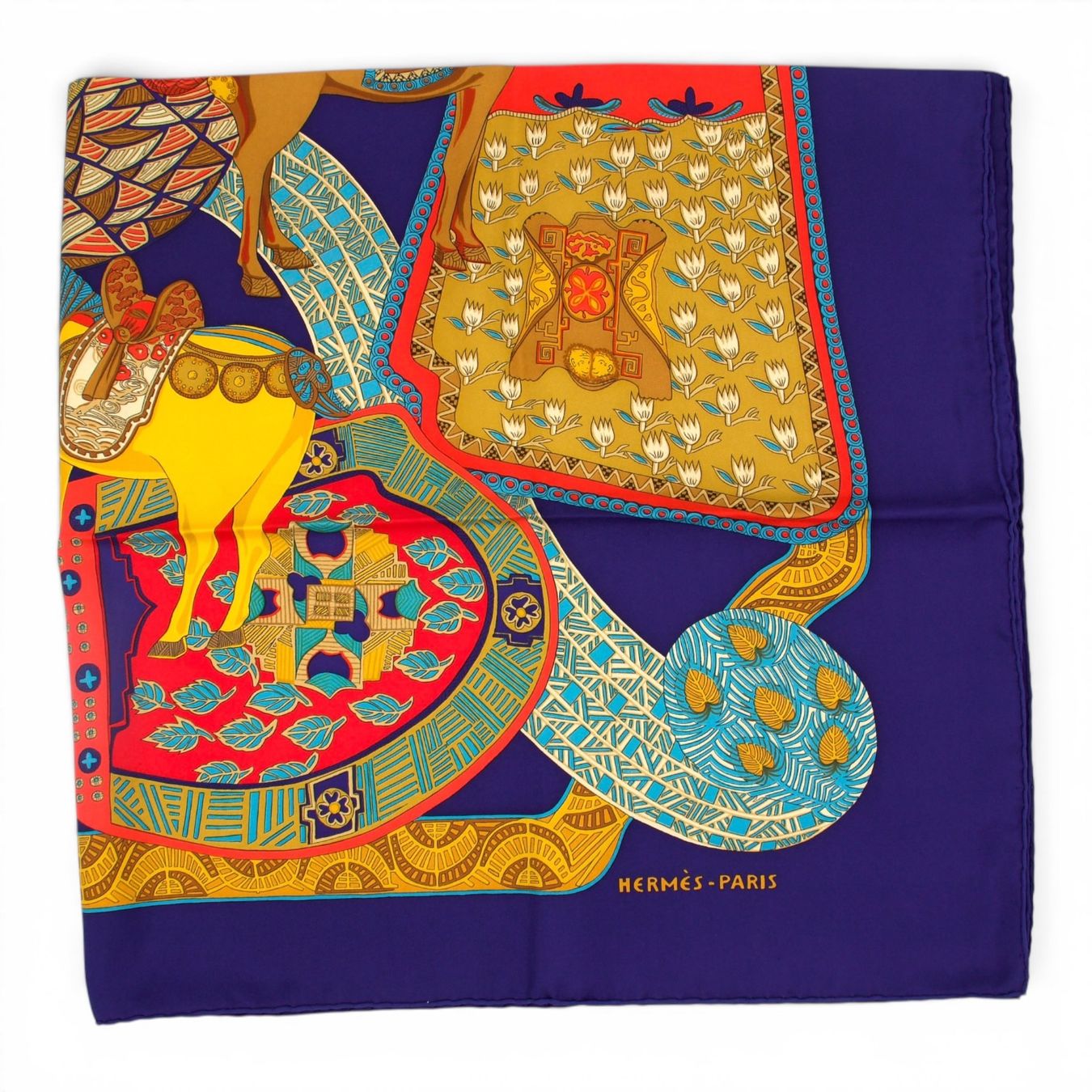 Hermès Foulard & Sciarpe: Hermès Carré "Art des Steppes" blau – Usato da Binningen venduto da Designerlabels