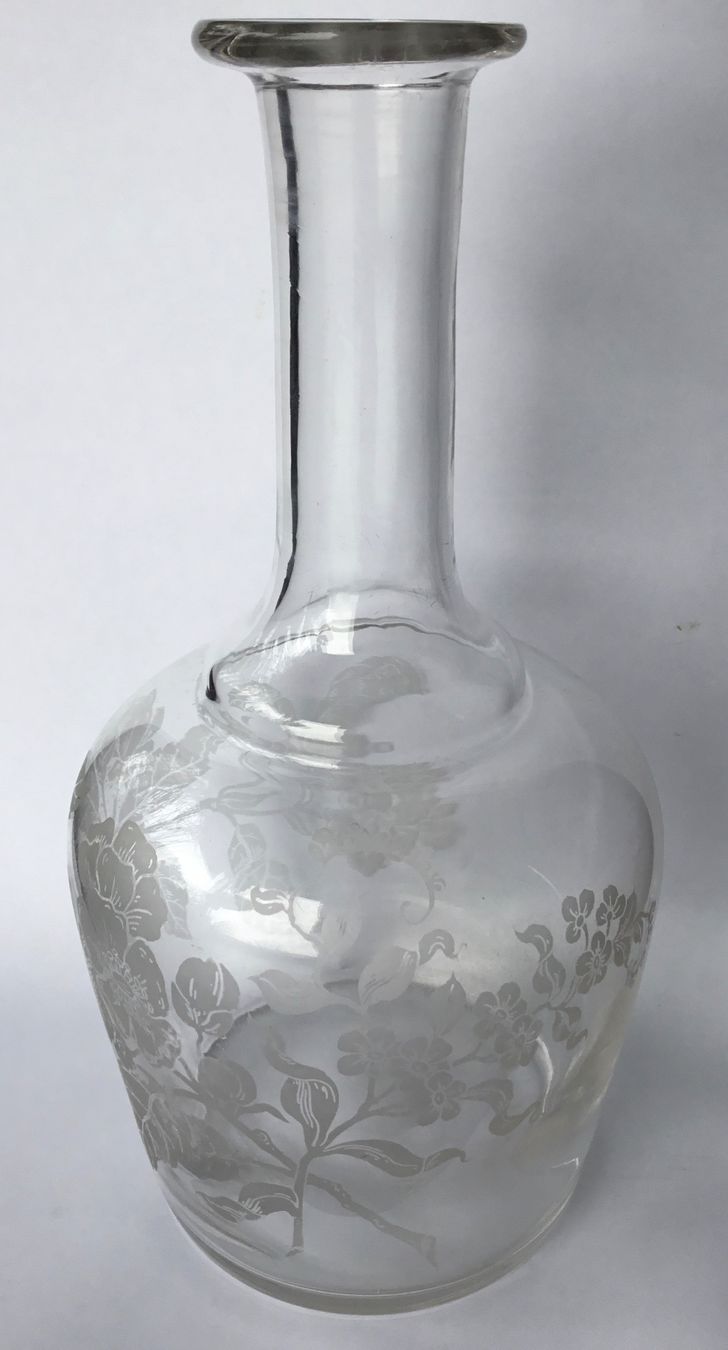 Karaffen: Glas-Karaffe mit Jugendstil-Motiv / antik – Gebraucht aus Eggersriet von Wiese61 3