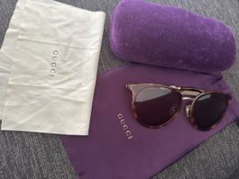 Sonnenbrille Gucci braun gemustert mit Etui und Beutel