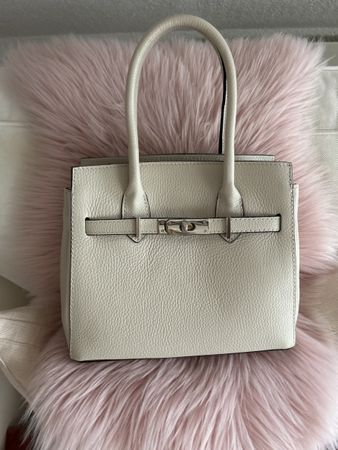 Leder Handtasche in Creme-Weiss, NEU!