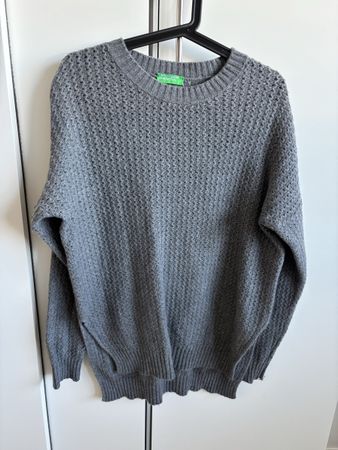 Damen Pullover Benetton grau grobgestrickt, M