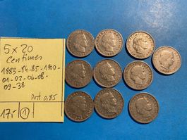 10 x 20  CENTIMES  1883 à 1938