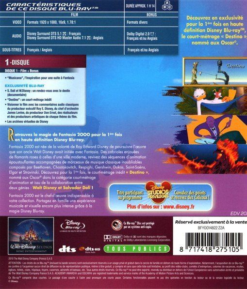 Tutti i DVDs: Fantasia 2000 [Blu-ray] – Nuovo e nell'imballaggio originale da Bitsch venduto da Melando 1