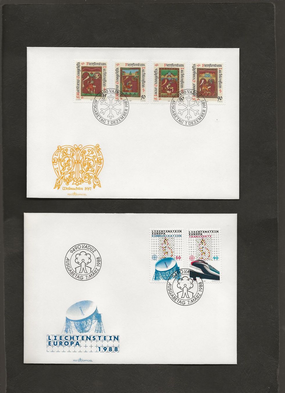 Tutti i francobolli: 16 FDC Liechtenstein 1987 bis 1989 – Usato da Au ZH venduto da xelagreb01 1
