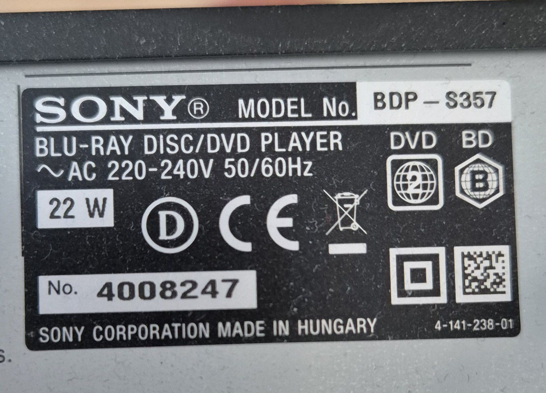 Sony Lettore multimediale & Streamer: Sony Bluray Player BDP-S357 – Usato da Winterthur venduto da angawi 1