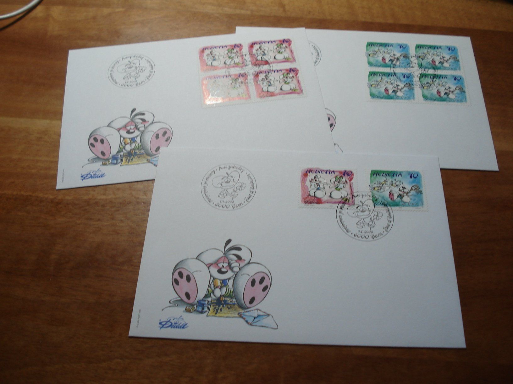 Alle Briefmarken: Diddl 2003, FDC Satz+ 4erblock, 3 Belege – Gebraucht aus Niederwil AG von morostahu 1