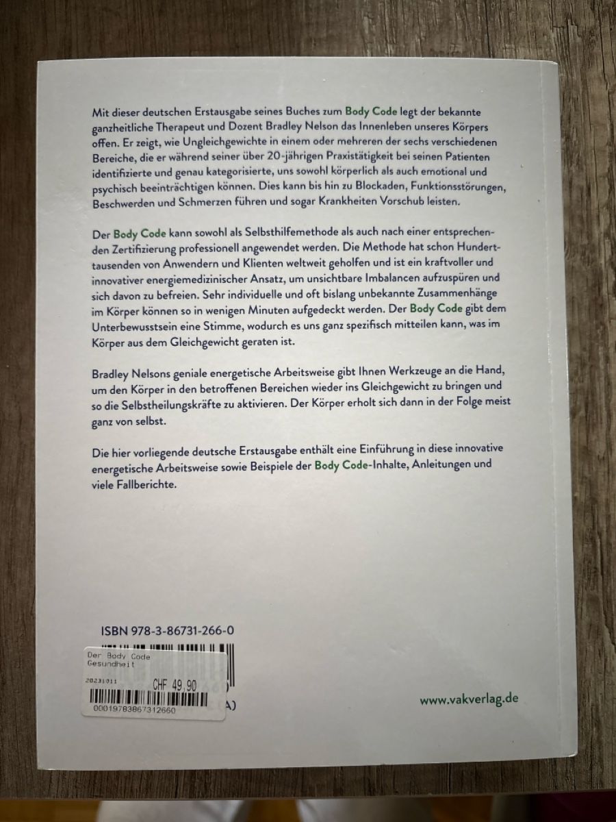 Libri: Body Code Buch von Bradley Nelson deutsche Erstausgabe Neu – Usato da Schaffhausen venduto da Reporter 1
