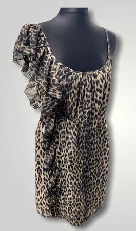 🤎 Leo-Print Georgette/Voile Kleid