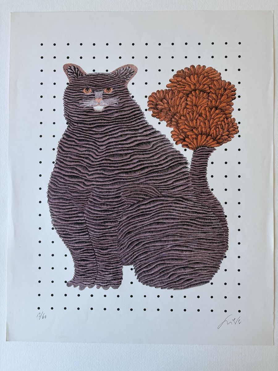 Grafica & Litografie: Lithographie chat signée et numérotée édition limitée – Usato da le landeron venduto da cance-lara 1