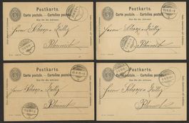 4 x Ganzsache WALZENHAUSEN nach RHEINECK 1905