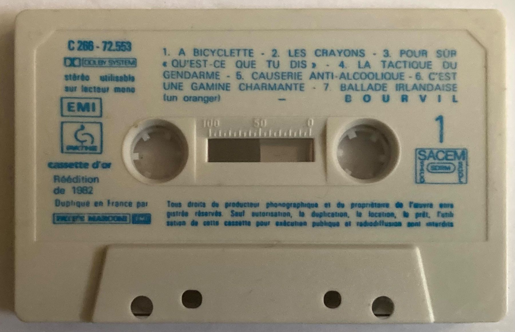 Musicassette: BOURVIL - CASSETTE D'OR – Usato da Poliez-Pittet venduto da Newtown-Records 2