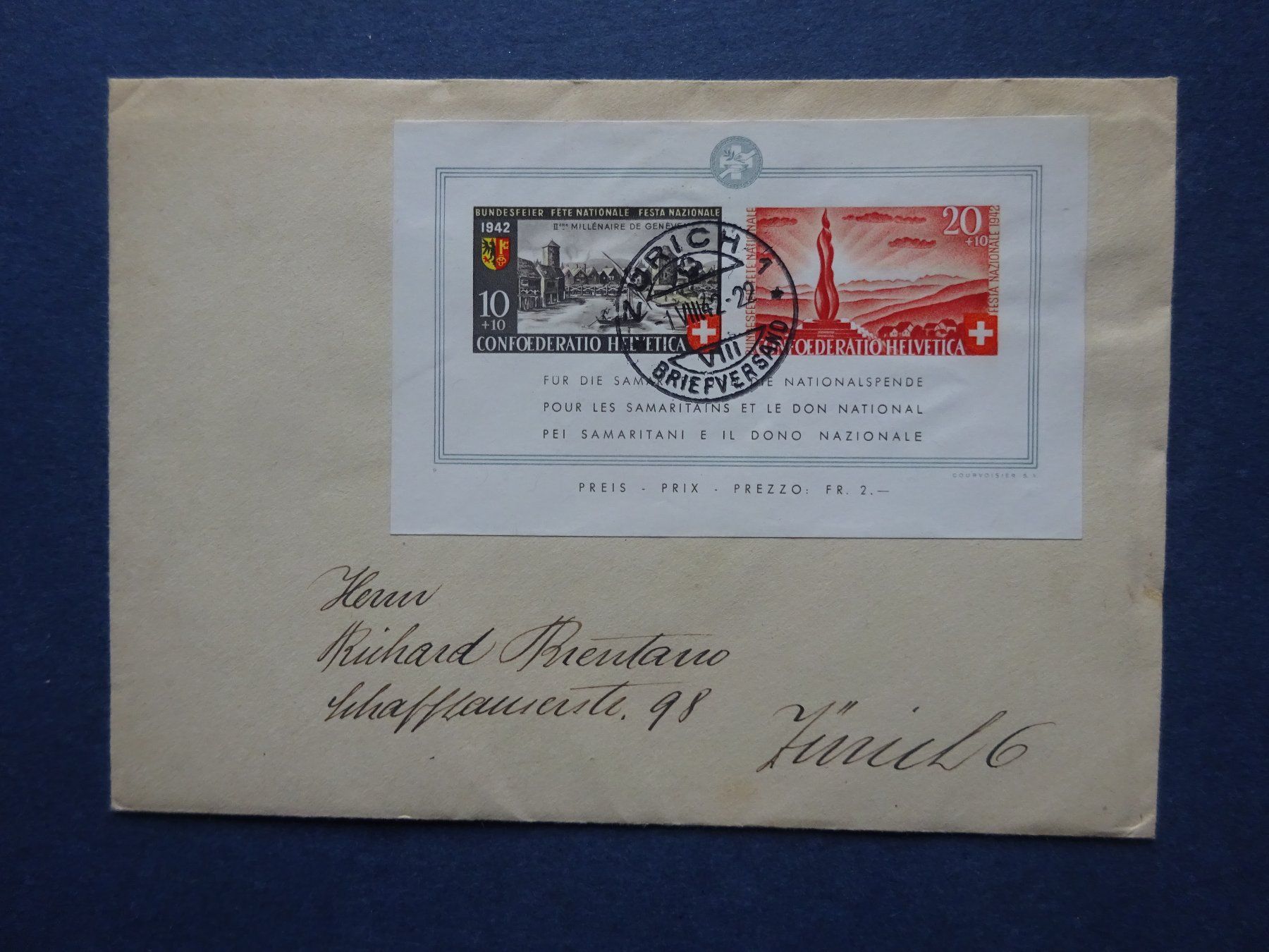 Tutti i francobolli: 1942 Pro Patria Block auf Brief – Usato da Appenzell-Steinegg venduto da adi1975 4