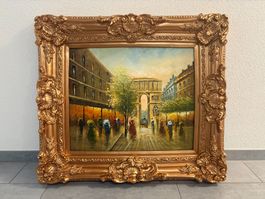 87cmbreit x77 cmhoch Ölgemälde Paris Arc de Triomphe Stadt
