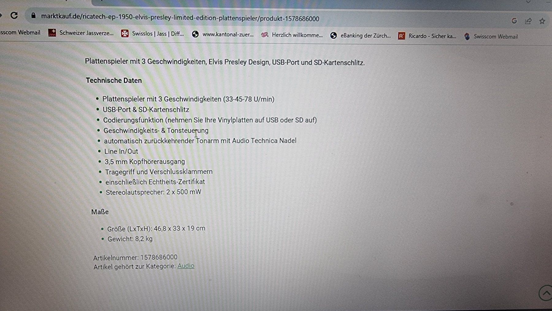 Plattenspieler: Elvis Presley  Plattenspieler – Gebraucht aus Zürich von pf3 2