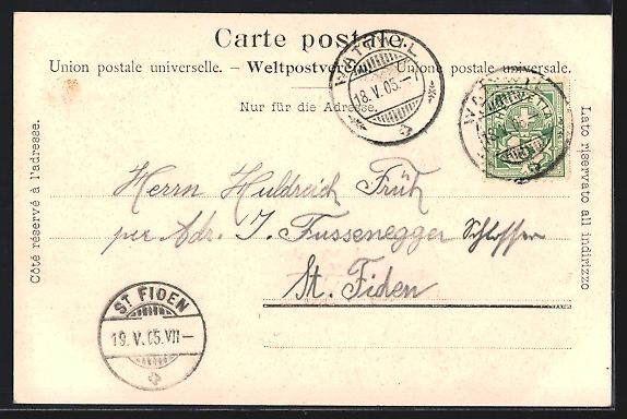 Ansichtskarten: AK Wattwil, Krankenhaus, 1905 – Gebraucht aus Berlin von bartko-reher 1