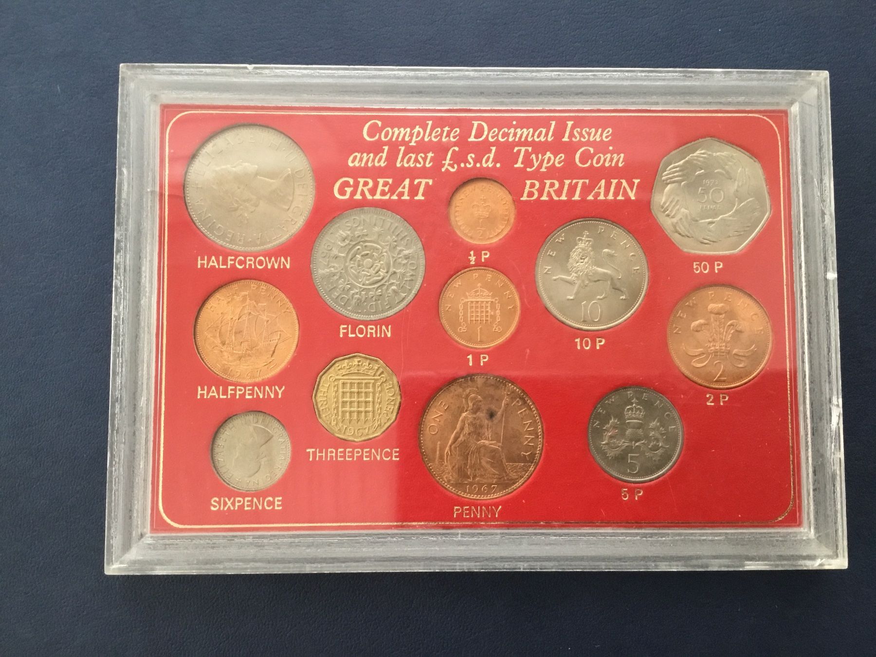 Tutti le monete: Grossbritannien,Komplete Decimal Issue Colns 1967 – Nuovo e nell'imballaggio originale da St. Margrethen SG venduto da alfapeugeot10