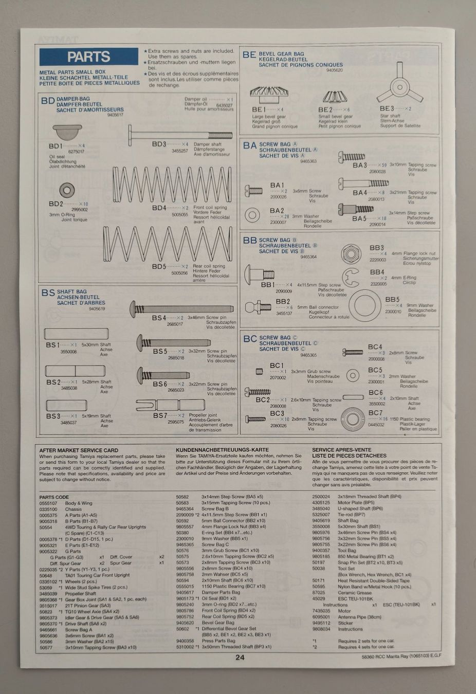 Tamiya RC Modellbau: Tamiya Manta Ray Manual – Neu (gemäss Beschreibung) aus Wetzikon ZH von Douglas-MD-11 1