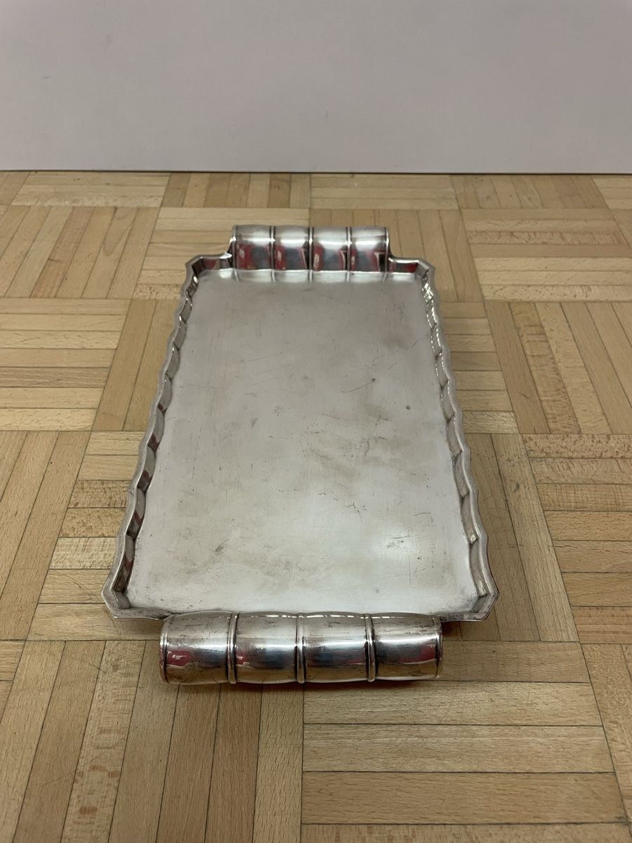 Piatti di portata: Schwebendes Art Deco Serviertablett versilbert Tablett antik – Usato da Zürich venduto da Vintagewiesel 4